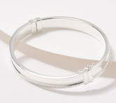 UltraFine 950 Fine Silver Diamond Cut Border Hinged Bangle Large